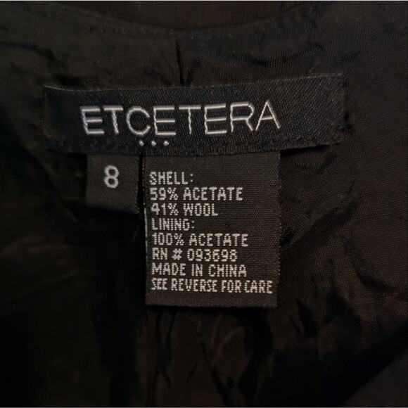 Vintage Etcetera Black Satin Side Zip Wool Blend Trousers Size 8 - Picture 6 of 6